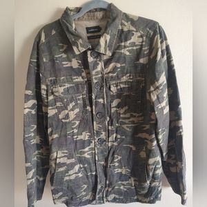 Zanerobe Men's Military Camo Jacket‎ Solid Buttons Up Shirt Size M